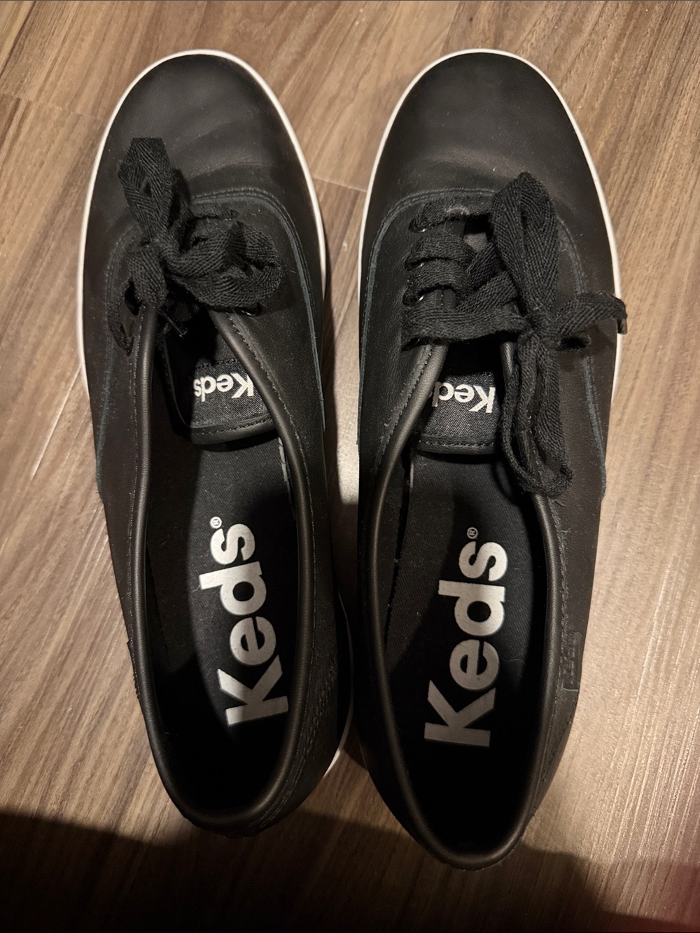 Keds Black Low-Profile Lace-Up Sneakers with White Trim